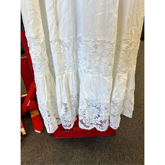 Lane Bryant Sleeveless White Mixed Lace Maxi Dress sz 22/24 NWT WEDDING - Picture 6 of 11